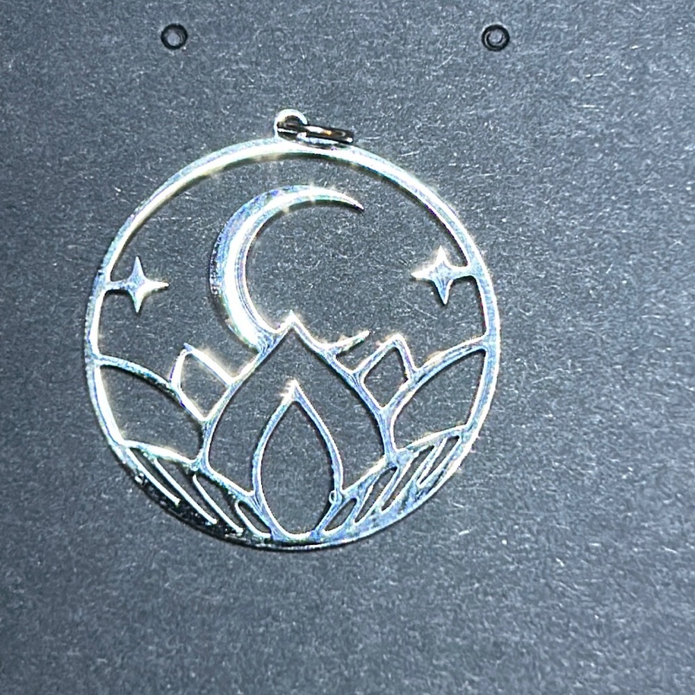 Moon and lotus pendant